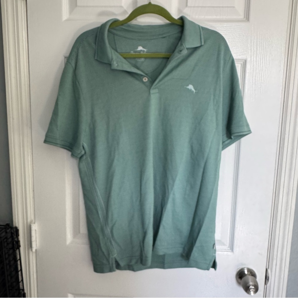 3 for $15 Men's Tommy Bahama Green striped Polo Shirt - size M